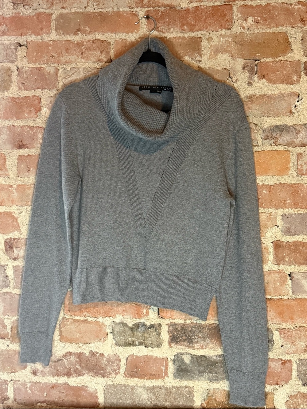 Veronica Beard Jeans Gray Cotton Cashmere Cowl Neck Sweater Size M
